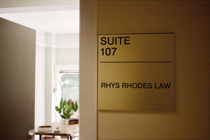Rhys Rhodes Law office door